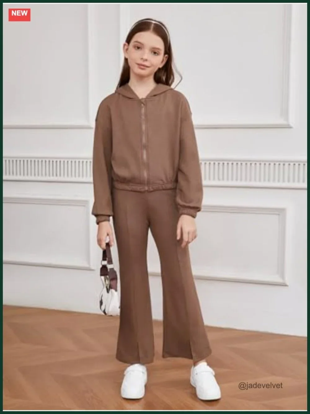 Girls Long Sleeve Hoodie Tank Split Flare Pants Set 3 Piece Outfit